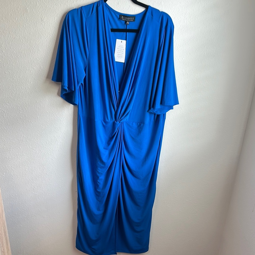 Eloquii Sz 16 NWT Blue Draped Dress